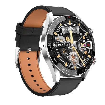 GRAVITY GT4-5 srebrny z czarnym paskiem smartwatch męski z funkcją rozmowy