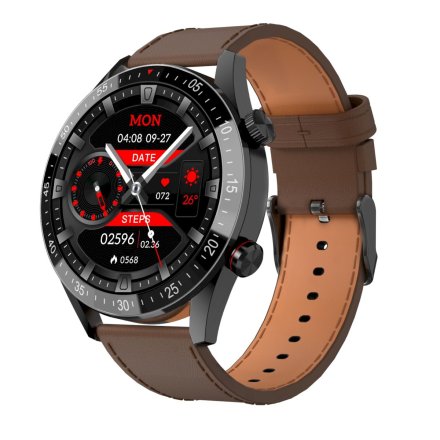 GRAVITY GT4-6 czarny z brązowym paskiem smartwatch męski z funkcją rozmowy