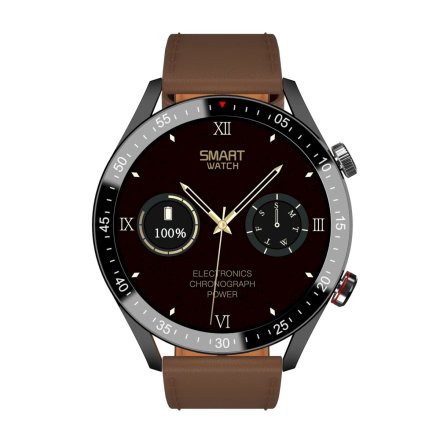 GRAVITY GT4-6 czarny z brązowym paskiem smartwatch męski z funkcją rozmowy