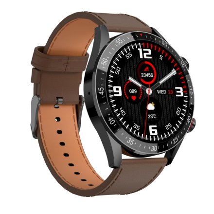 GRAVITY GT4-6 czarny z brązowym paskiem smartwatch męski z funkcją rozmowy