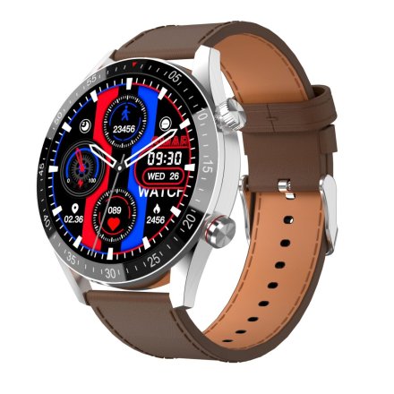 GRAVITY GT4-7 srebrny z brązowym paskiem smartwatch męski z funkcją rozmowy