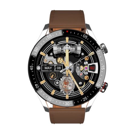 GRAVITY GT4-7 srebrny z brązowym paskiem smartwatch męski z funkcją rozmowy