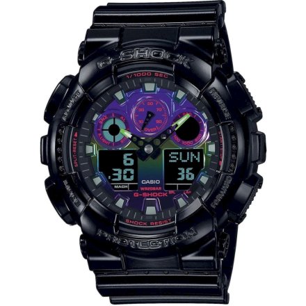 Czarny zegarek Casio G-Shock Virtual Rainbow GA-100RGB-1AER