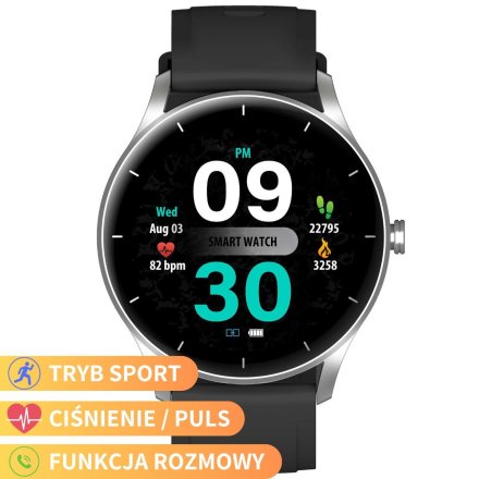 GRAVITY GT2-6 srebrny-czarny smartwatch damski z funkcją rozmowy