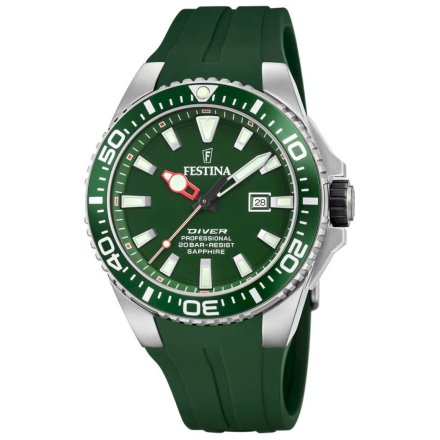 Zielony zegarek męski Festina Diver 20664/2 z zakręcaną koronką