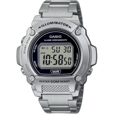 Srebrny zegarek Casio Sport z bransoletą Bateria 7 lat W-219HD-1AVEF