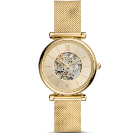 Złoty automatyczny zegarek damski Fossil Carlie ME3250
