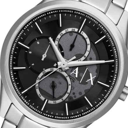 Srebrny zegarek męski Armani Exchange Dante czarna tarcza AX1873