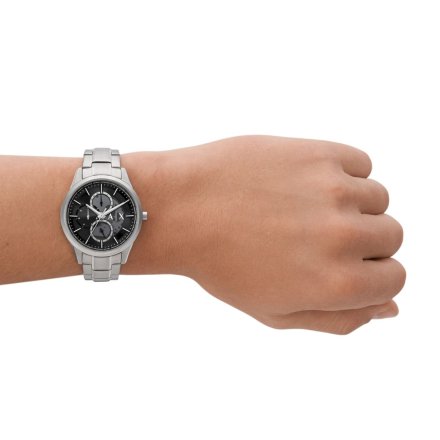 Srebrny zegarek męski Armani Exchange Dante czarna tarcza AX1873