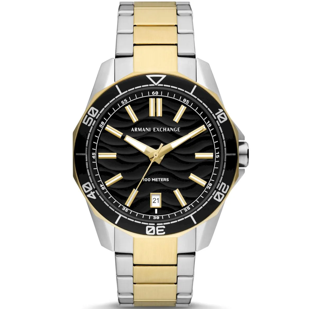 Zegarek męski Armani Exchange Spencer srebrno-złoty czarna tarcza