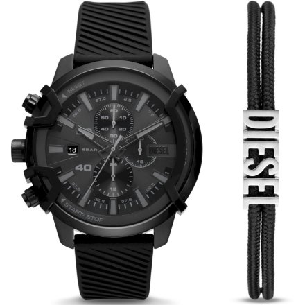 Zestaw czarny zegarek męski Diesel Griffed i bransoletka DZ4650SET