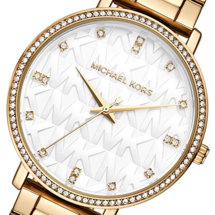 Złoty zegarek damski Michael Kors Pyper logowana tarcza MK4666