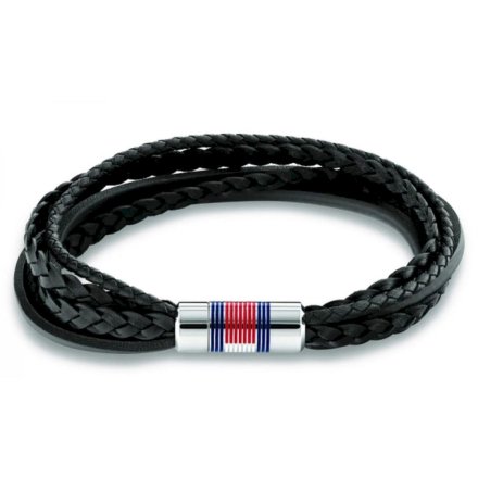 Skórzana czarna pleciona bransoleta Tommy Hilfiger 2790426
