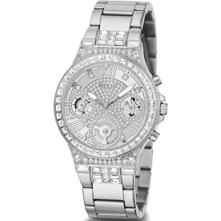 Srebrny zegarek damski Guess Moonlight z bransoletką z kryształkami GW0320L1