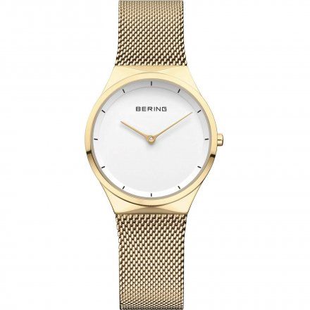 Złoty zegarek damski Bering Classic z bransoletką mesh 12131-339