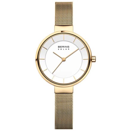Klasyczny złoty zegarek damski Bering Solar z bransoletką 14631-324