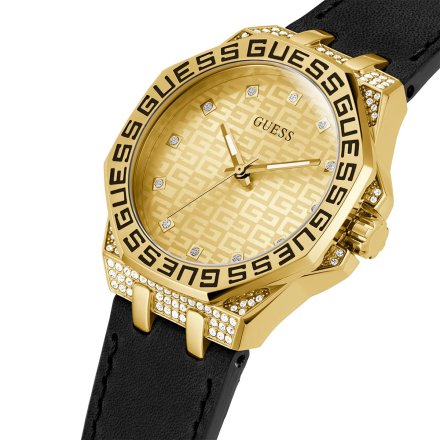 Złoty zegarek damski Guess Insignia z czarnym paskiem GW0547L3