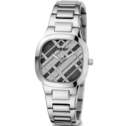 Srebrny zegarek damski Guess Clash tarcza w kratę GW0600L1