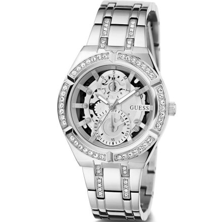 Srebrny zegarek damski Guess Allara z kryształkami GW0604L1