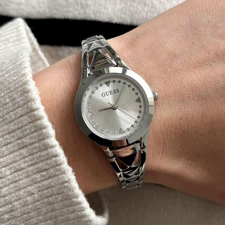Elegancki srebrny zegarek damski Guess Tessa z bransoletką GW0609L1