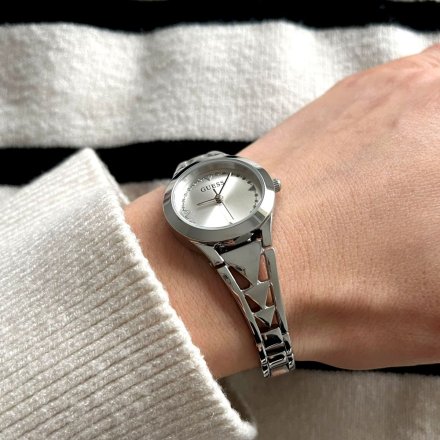 Elegancki srebrny zegarek damski Guess Tessa z bransoletką GW0609L1