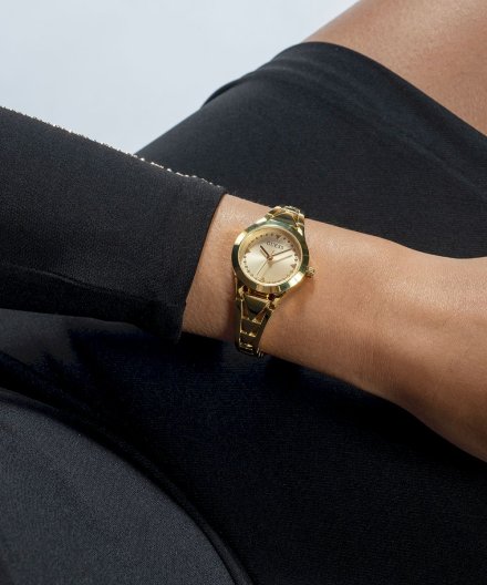 Elegancki złoty zegarek damski Guess Tessa z bransoletką GW0609L2