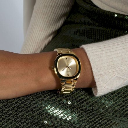 Złoty zegarek damski Guess Eve z bransoletką GW0615L2