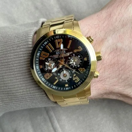 Złoty zegarek męski Guess Parker z bransoletką GW0627G2