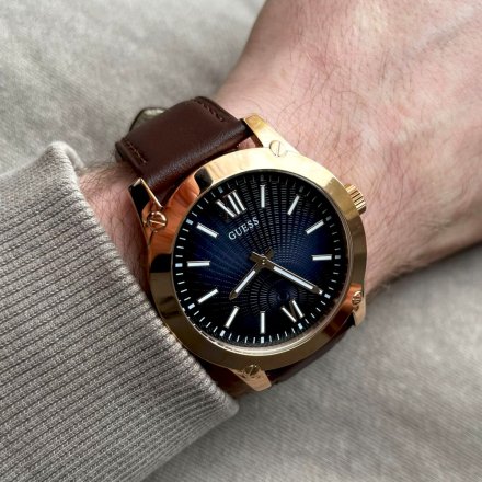 Różowozłoty zegarek męski Guess Crescent  z dodatkowym paskiem GW0630G3
