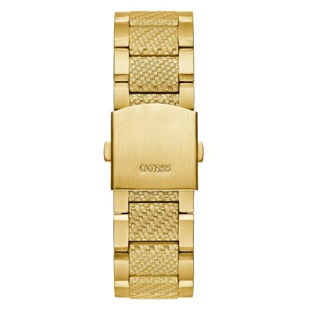 Złoty zegarek Guess Indy z czarną tarczą i multidatownikiem GW0636G2