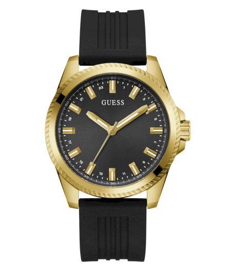 Złoty zegarek Guess Champ z czarnym paskiem GW0639G2