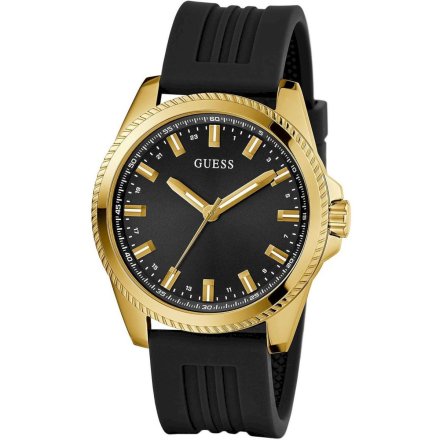 Złoty zegarek Guess Champ z czarnym paskiem GW0639G2