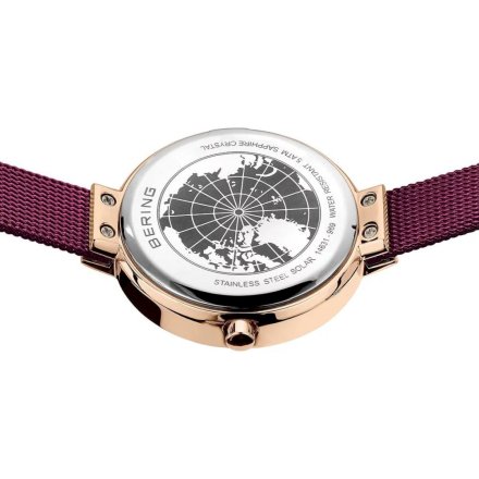  Elegancki  bordowy zegarek damski Bering Solar 14631-969