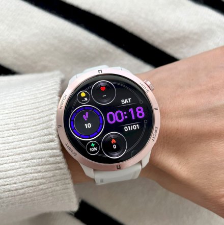 Smartwatch z funkcją rozmowy Rubicon RNCF14 biały różowe złoto SMARUB251