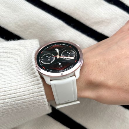 Smartwatch z funkcją rozmowy Rubicon RNCF14 biały różowe złoto SMARUB251