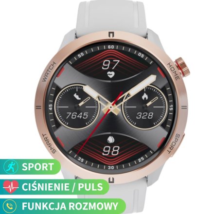 Smartwatch z funkcją rozmowy Rubicon RNCF14 biały różowe złoto SMARUB251