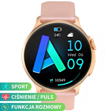 Smartwatch z funkcją rozmowy Rubicon RNCF12 różowe złoto SMARUB243