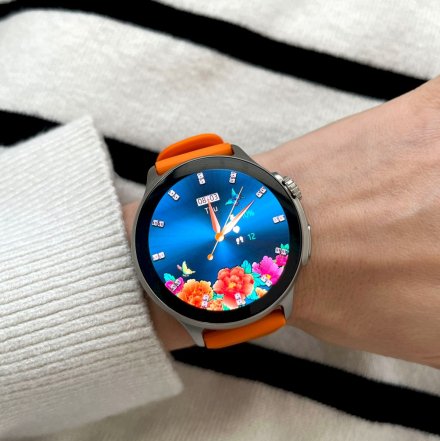 Smartwatch z funkcją rozmowy Rubicon RNCF12 srebrny pomarańczowy SMARUB245