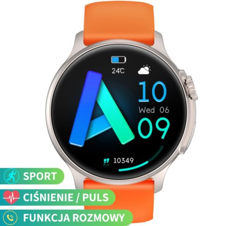 Smartwatch z funkcją rozmowy Rubicon RNCF12 srebrny pomarańczowy SMARUB245