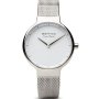 Srebrny zegarek  damski Bering Classic MAX RENE 15531-004 z biała tarczą