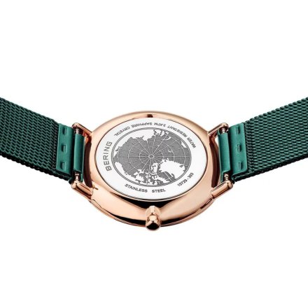 Zielony  Zegarek Bering damski 15729-868 ULTRA SLIM z bransoleta