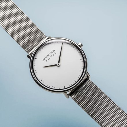 Srebrny zegarek  damski Bering Classic MAX RENE 15730-004 z biała tarczą