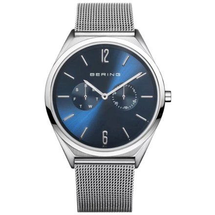 Srebrny zegarek Bering ULTRA SLIM 17140-007 z multidatownikiem