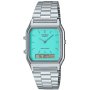 Srebrny zegarek Casio AQ-230A-2A2MQYES Vintage z tarczą Tiffany Blue w stylu Retro ze wskazówkami