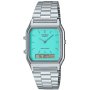 Srebrny zegarek Casio AQ-230A-2A2MQYES Vintage z tarczą Tiffany Blue w stylu Retro ze wskazówkami