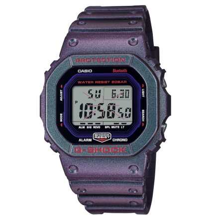 Prostokątny zegarek Casio G-SHOCK DW-B5600AH-6ER fioletowo-zielony