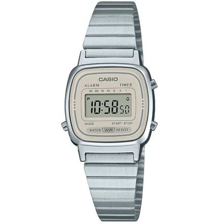 Srebrny zegarek Damski Casio LA670WEA-8AEF Vintage w stylu Retro