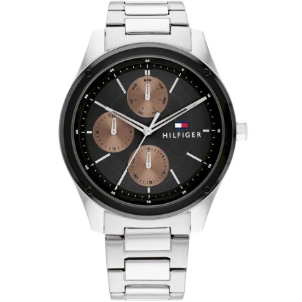 Zegarek męski Tommy Hilfiger Tyler srebrny z czarną tarczą 1710534