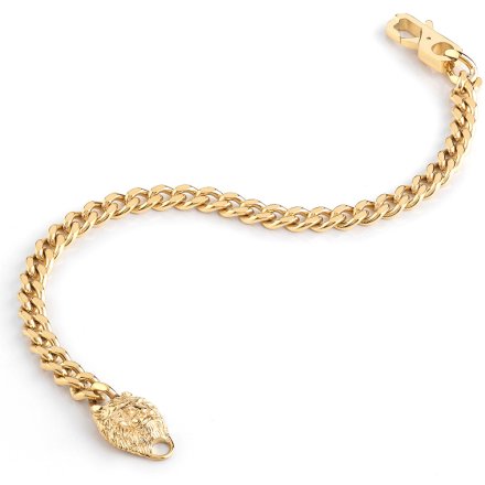 Męska złota bransoletka lew GUESS LION KING JUMB01302JW
