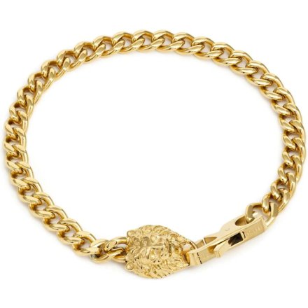 Męska złota bransoletka lew GUESS LION KING JUMB01302JW